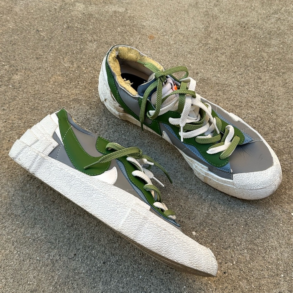 Nike Sacai/ Green and Gray Sneakers with White Soles